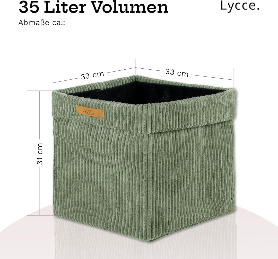 Lycce Kallax Einsatz Cordstoff Boxen 4er Set | faltbare Aufbewahrungsboxen 33 x 33 x H31 cm mit abne