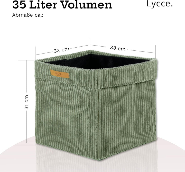 Lycce Kallax Einsatz Cordstoff Boxen 4er Set | faltbare Aufbewahrungsboxen 33 x 33 x H31 cm mit abne