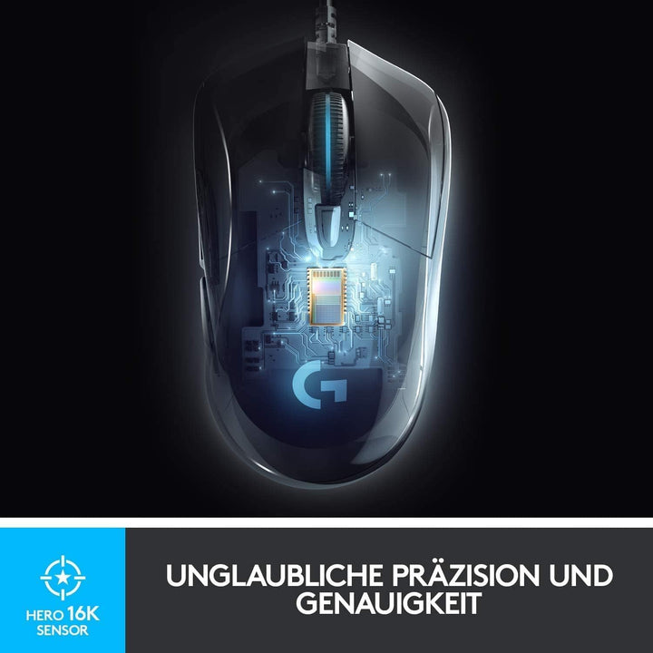 Logitech G403 HERO Gaming-Maus mit HERO 25K DPI Sensor, LIGHTSYNC RGB, geringes Gewicht von 87g und