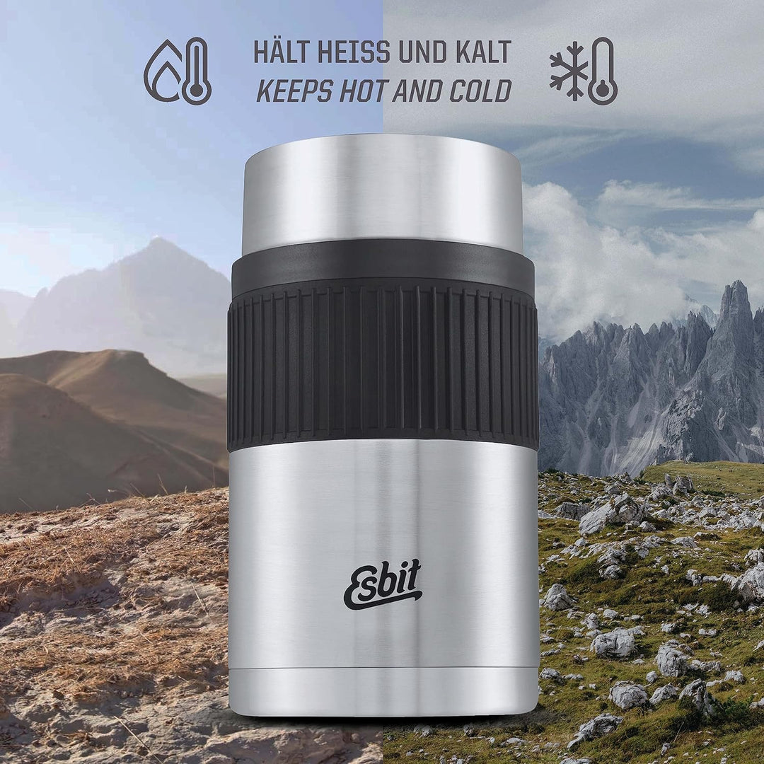 Esbit Thermobehälter Sculptor für Essen - Warmhaltebehälter 1000 ml mit Manschette in Edelstahl - au