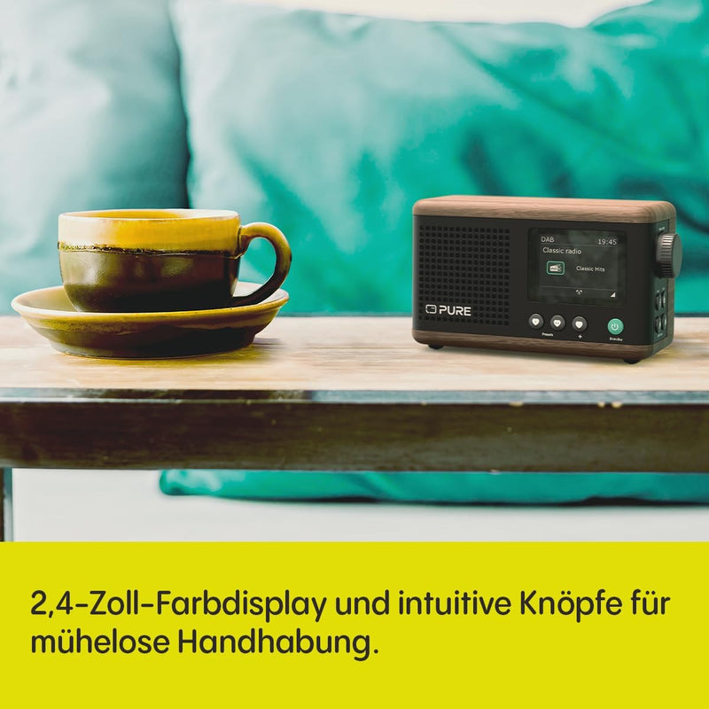 Pure Classic Mini Tragbares Digitalradio – DAB+ & UKW-Radio – Bluetooth 5.3 – 15 Stunden Akkulaufzei