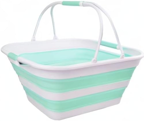 SAMMART 29 l zusammenklappbare Wanne mit Griff, tragbarer Picknickkorb, platzsparender Aufbewahrungs