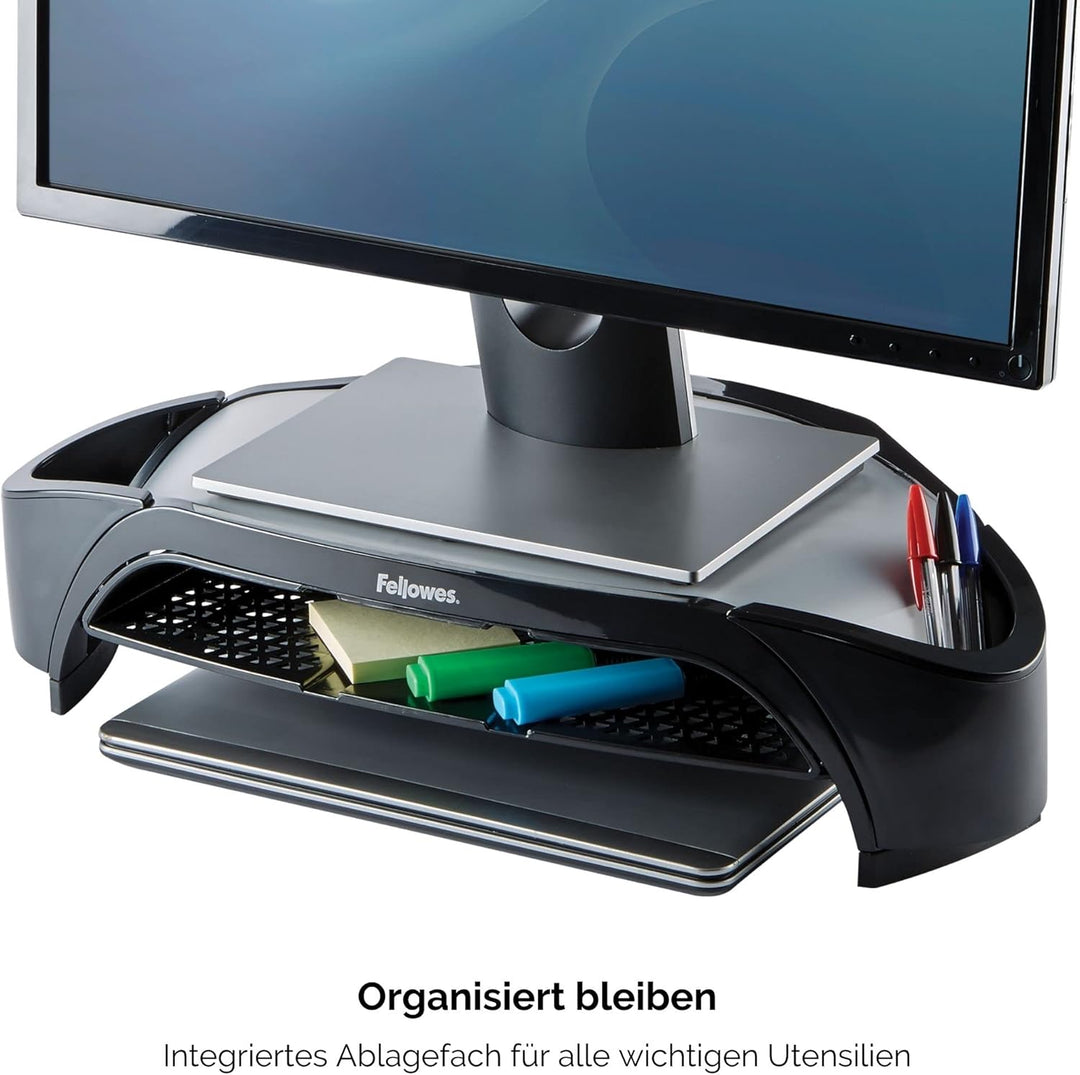 Fellowes Monitorständer Smart Suites Plus, höhenverstellbar, für Monitore bis 21 Zoll, platzsparende