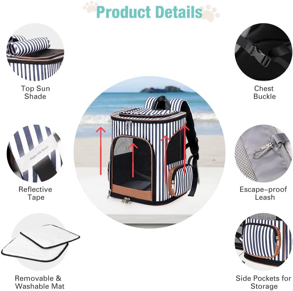 Lekesky Erweiterbar Katzenrucksack Hunderucksack für Katzen und Hunde bis 10 Kg, Faltbare Haustier R
