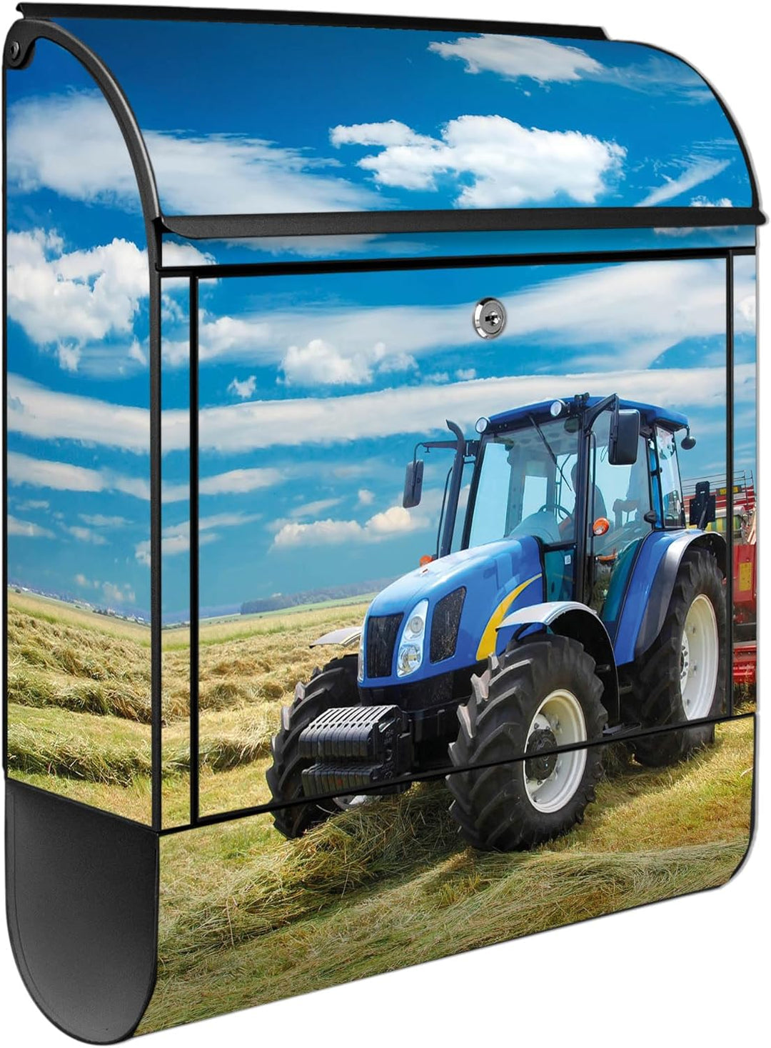 banjado® Design Briefkasten mit Motiv Traktor 39x47x14cm &amp; 2 Schlüssel - Briefkasten Stahl schwarz m