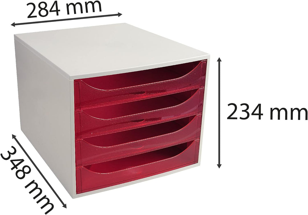 Exacompta 228654D Ablagebox Linicolor mit 4 Schubladen für DIN A4+ Dokumente. Ecobox mit hoher Kapaz