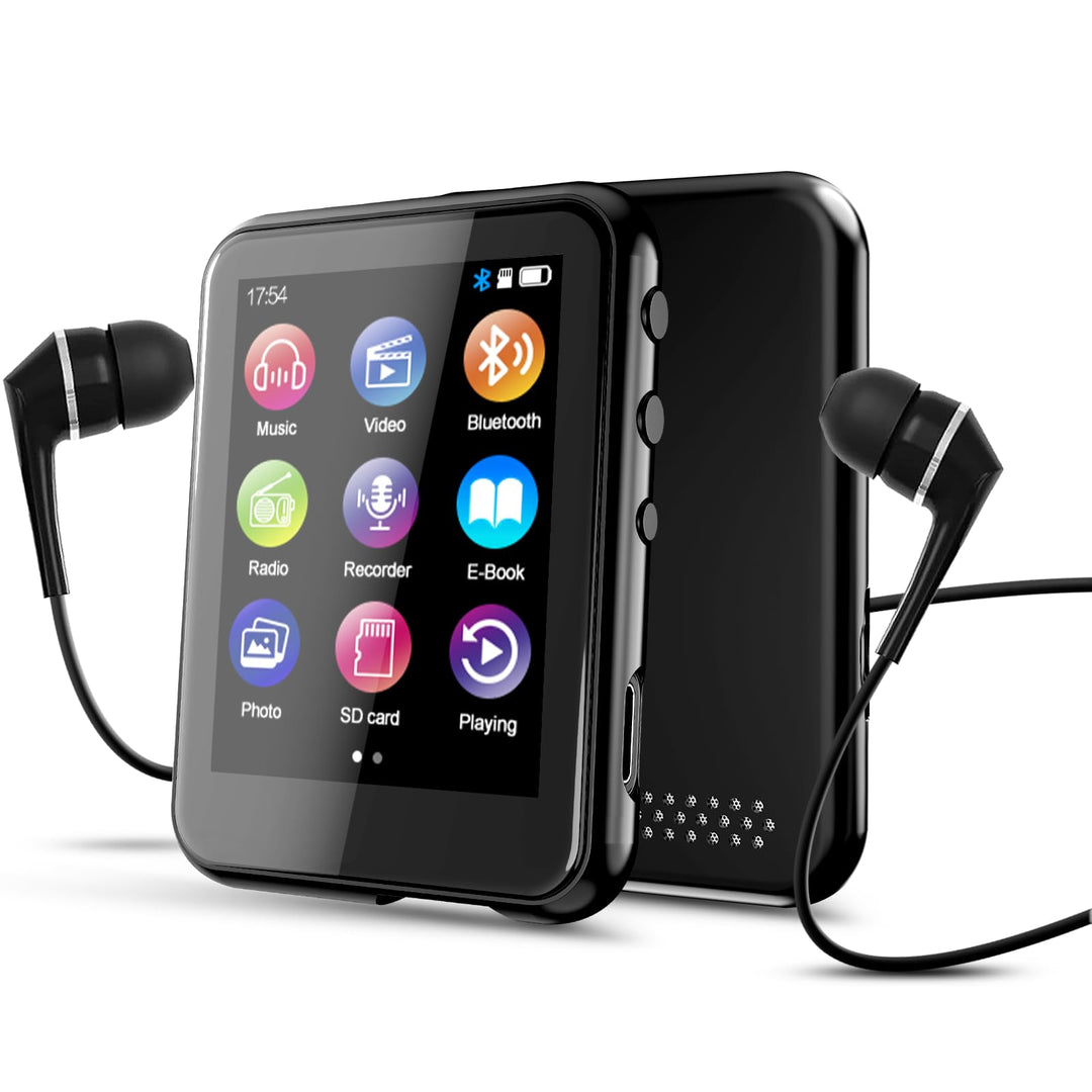 64 GB MP3-Player mit Bluetooth 5.3, QNGEE 2,4-Zoll-Full-Touchscreen-Musik-MP3 für Kinder, FM-Radio,