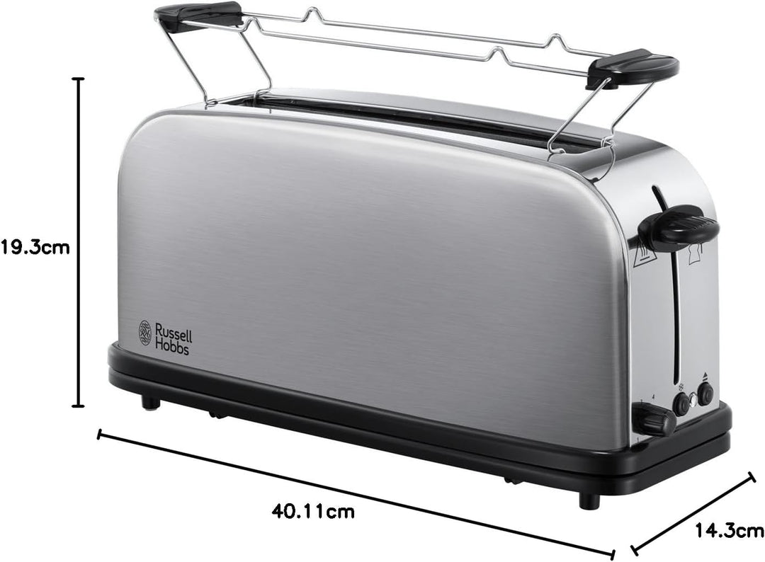 Russell Hobbs Toaster [Langschlitz für 2 Scheiben / 1 breite Brotscheibe] Adventure Edelstahl (extra