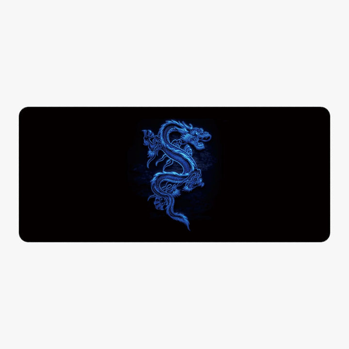 Silent Monsters Mauspad XXL 900 x 400 mm grosses Mousepad Drache blau - Vernähter Rand, rutschfest &