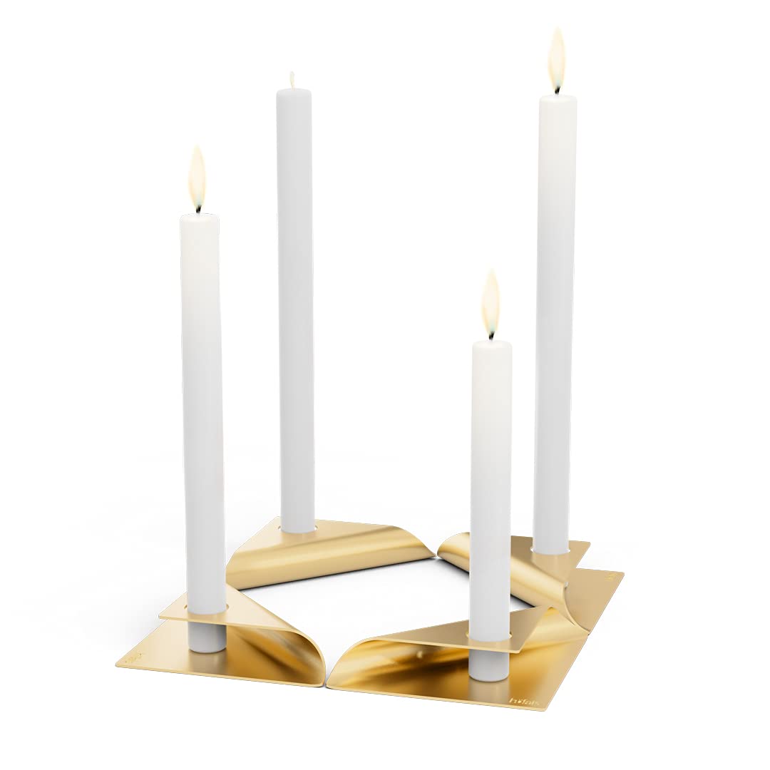höfats - Square Candle - Kerzenhalter aus Edelstahl für Stabkerze 20-24mm - Kerzenständer in Gold -