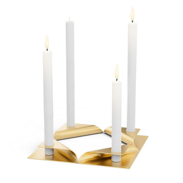 höfats - Square Candle - Kerzenhalter aus Edelstahl für Stabkerze 20-24mm - Kerzenständer in Gold -