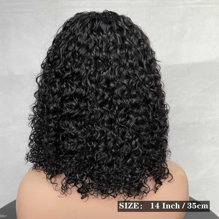 Zealady Damenperücke echtes menschliches Haar Bob kurz mit Pony Schwarz 14 Zoll 14 Pollici Naturschw