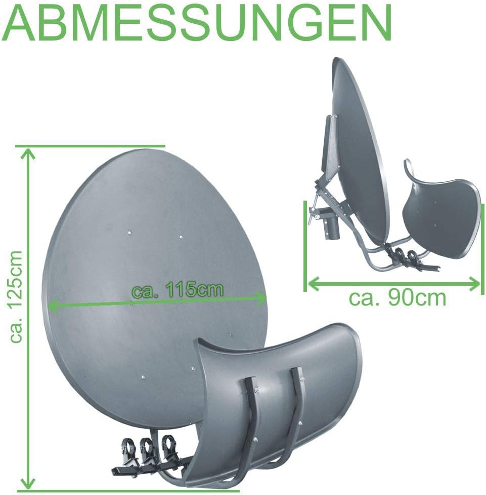 Satspiegel Toroidal (Wavefrontier) T90 P - dunkelgrau - Multifocus Antenne - inkl. 5 Stück LNB Halte