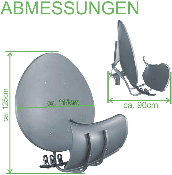 Satspiegel Toroidal (Wavefrontier) T90 P - dunkelgrau - Multifocus Antenne - inkl. 5 Stück LNB Halte