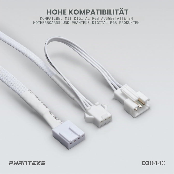 Phanteks D30 PWM Regular Airflow, D-RGB Lüfter - 140mm, weiss Standard x1 Black, Standard x1 Black
