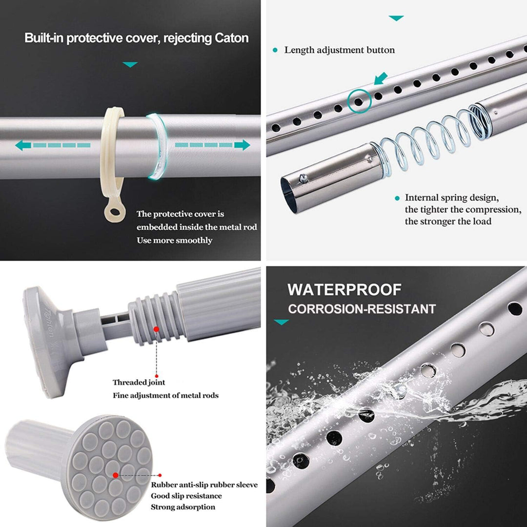 Teleskopstange Ohne Bohren, 378-430cm Ausziehbare Edelstahl Duschvorhangstange für Grosse Fenster/Du