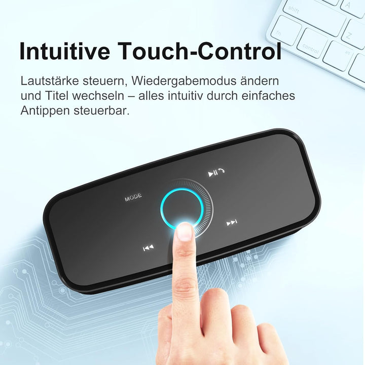 Bluetooth Lautsprecher, DOSS SoundBox Musikbox Bluetooth Box mit Dualen Bass-Treibern, 20h Akku,Touc