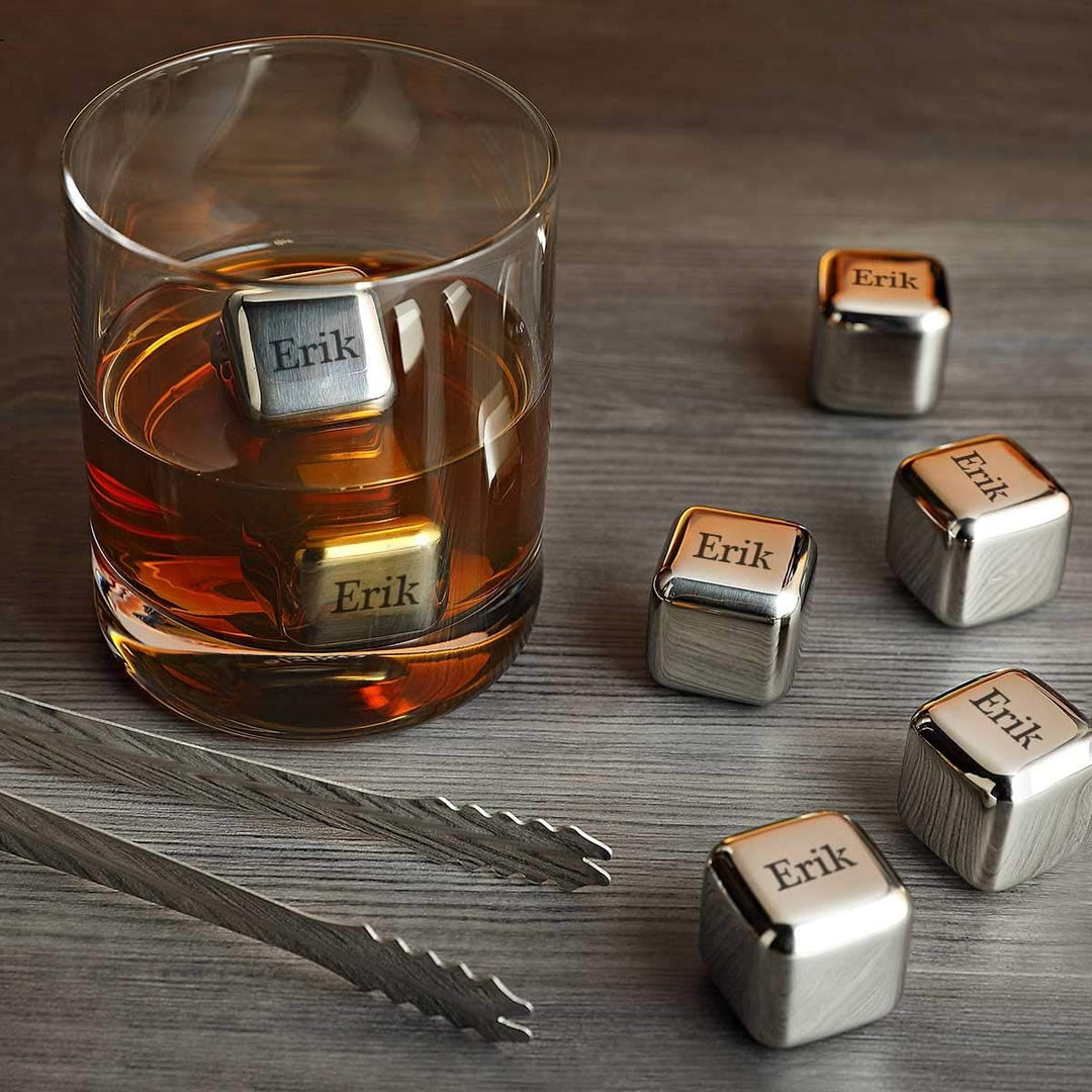polar-effekt Edle Whiskysteine in Silber mit Wunschgravur - Tolles Geschenk - Kühlsteine - Ideal für