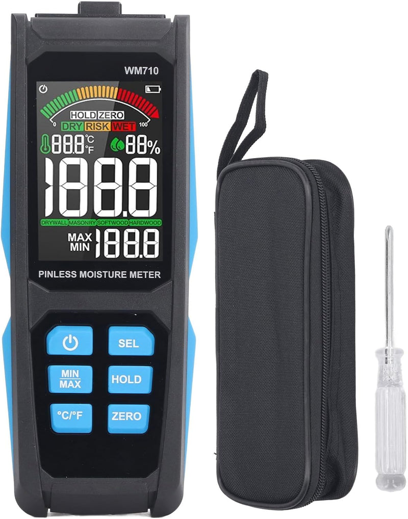 MESTEK WM710 Nadelfreies Hygrometer, digitaler Trockenwandfeuchtemelder, LCD-Display Wandfeuchtemess