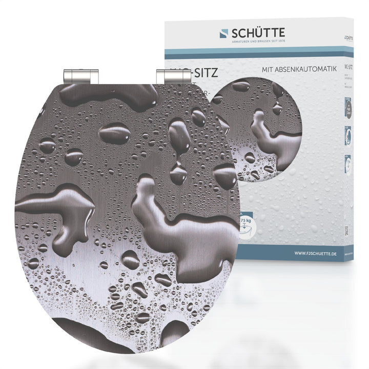 SCHÜTTE 80523 WC-Sitz GREY STEEL, MDF, High Gloss, mit Absenkautomatik, Motiv High Gloss Grey Steel,