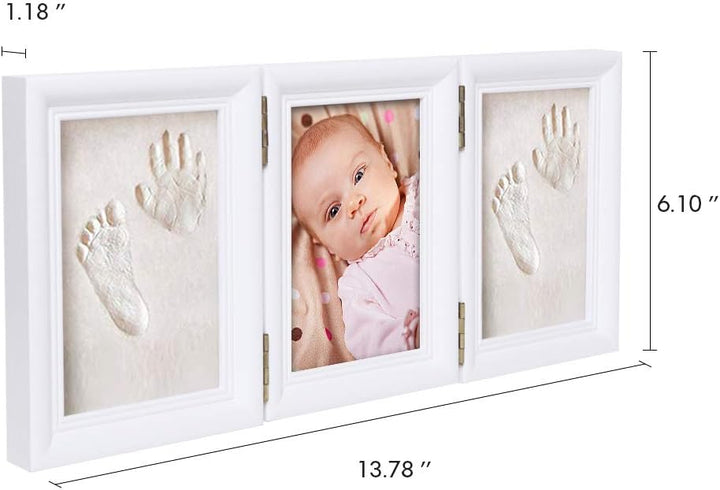 BabyIn Deluxe Casting Keepsake Kit für Baby Handprint oder Footprint mit Qualität Holzrahmen(white)