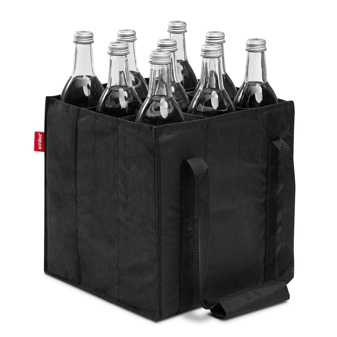 achilles Flaschentasche 9 Fächer je 1,5 Liter – Reissfester Flaschenkorb mit Klettband – Faltbarer F