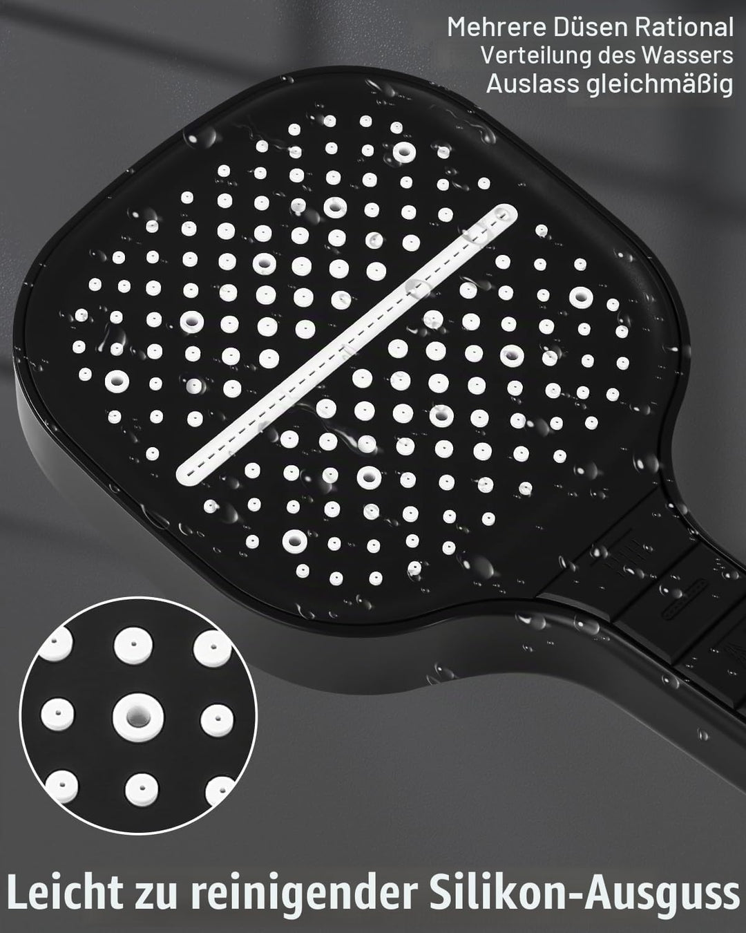 Duschkopf Wassersparend mit Stopptaste, Duschkopf Regendusche mit 7 Strahlarten, Handbrause, Spardus
