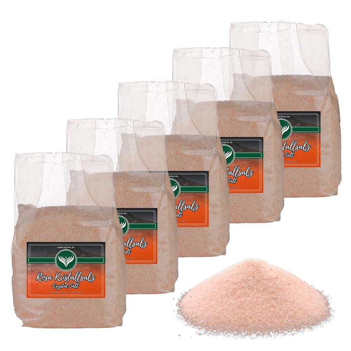 Azafran Rosa Kristallsalz (bekannt als Himalaya Salz) Steinsalz Ursalz fein 5kg 1 kg (5er Pack), 1 k