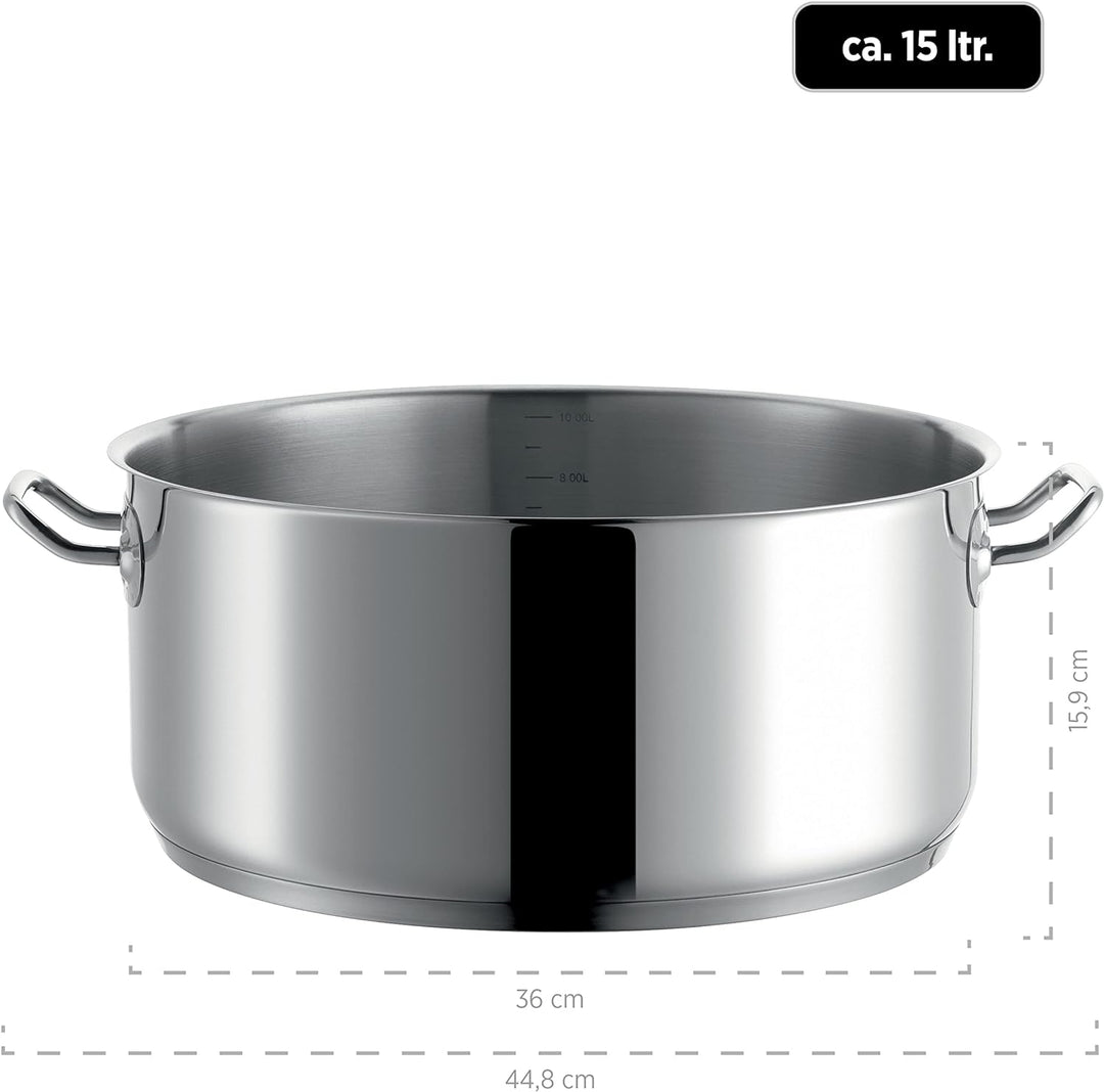 MÄSER 926090 Serie Professional, Bratentopf 36 cm mit Deckel, Topf aus hochwertigem Edelstahl 18/10,