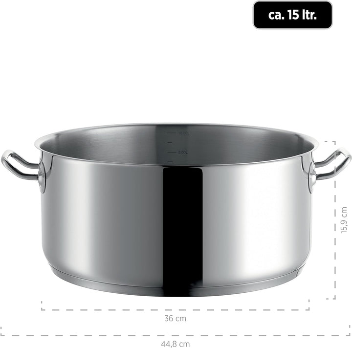 MÄSER 926090 Serie Professional, Bratentopf 36 cm mit Deckel, Topf aus hochwertigem Edelstahl 18/10,