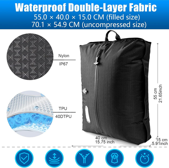 Vakuumbeutel für Kleidung Reise, Reise Vakuumbeutel mit Pumpe Kabelloser, Vacuum Bags for Clothing T