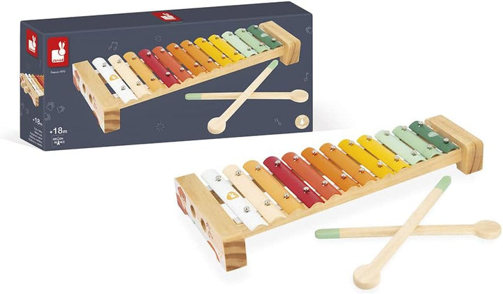 Janod - Xylophon aus Holz Sunshine - Rollenspielzeug und musikalische Früherziehung - Wasserfarbe -