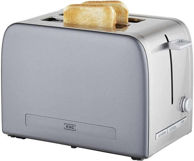 KHG Toaster TO-1050 GE | Toaster 2 Scheiben, Grau, 1050 W | mit Brötchenaufsatz, 6 Röstgradstufen mi