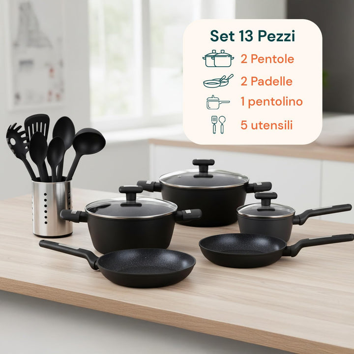 Wintem - Topf- und Pfannen-Set, 13-teilig, antihaftbeschichtet, für moderne und traditionelle Küche,