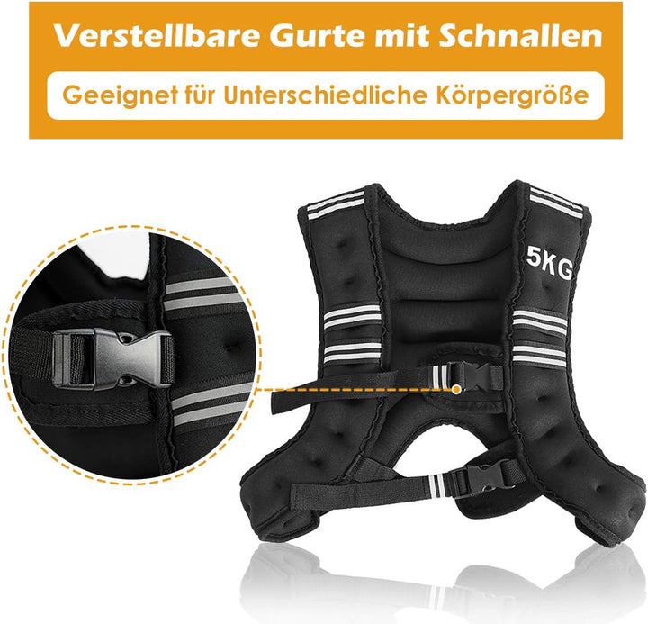 GOPLUS Gewichtsweste Trainingsweste, Laufweste mit Eisensandfüllung, Plattenträger Weste Einsatzwest