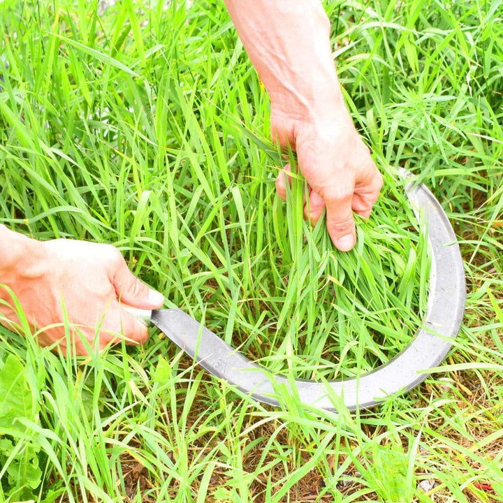 Mondsichel/Blattsichel/Sense inkl. gratis Schleifstein - mit Holzstiel - für Rechtshänder 14 cm Esch