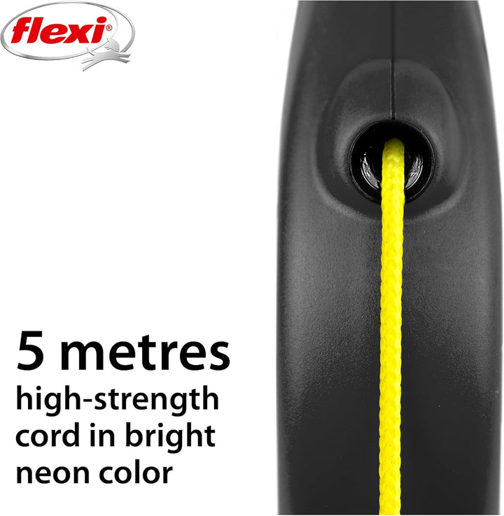 Flexi Roll-Leine Neon Reflect M Seil 5 m Neon/schwarz für Hunde bis max. 20 kg