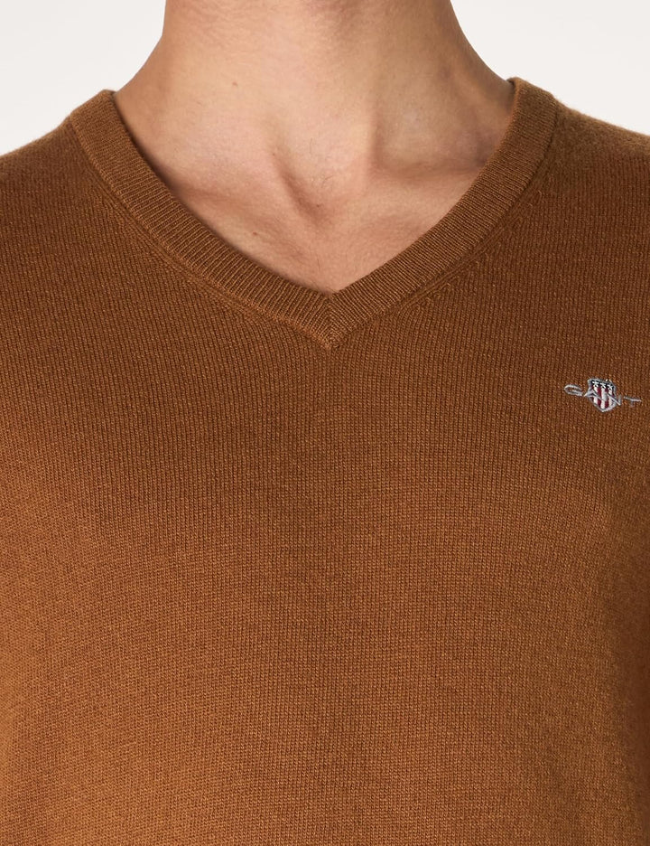 Gant Herren Extrafine Lambswool V-Neck Pullover (1er Pack) M Cacao, M Cacao