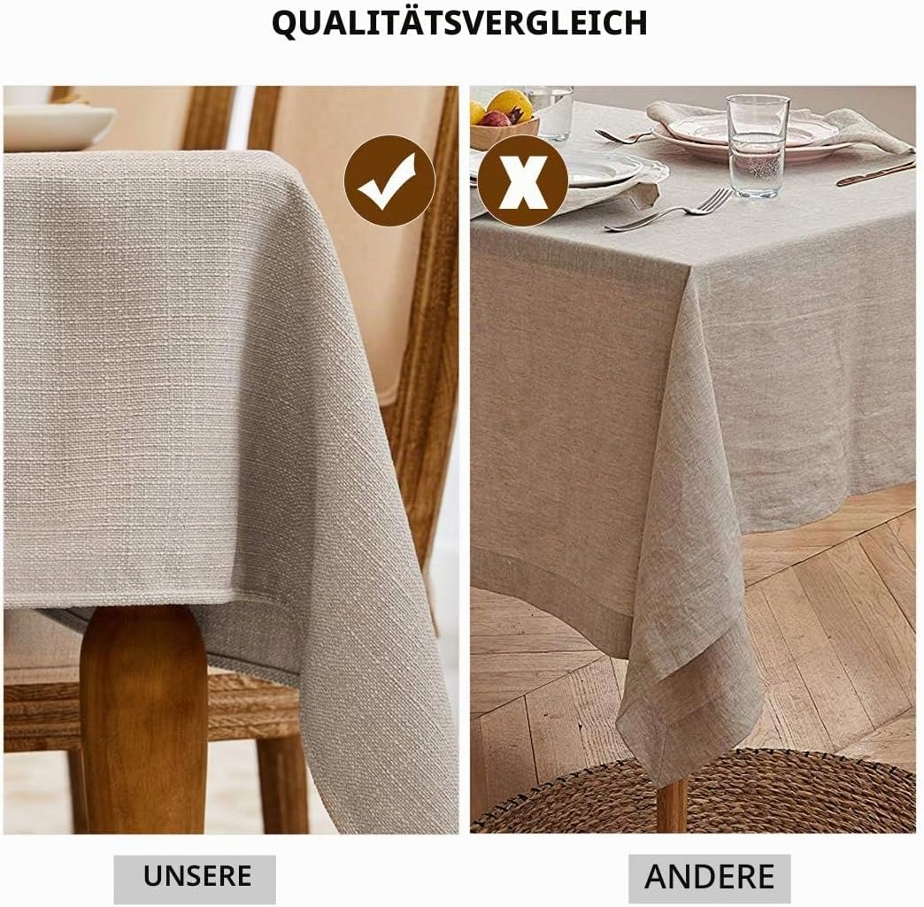Tischdecke leinen Hochwertig Abwaschbar Tischtuch Pflegeleichte Leinenoptik Wasserdicht Lotuseffekt