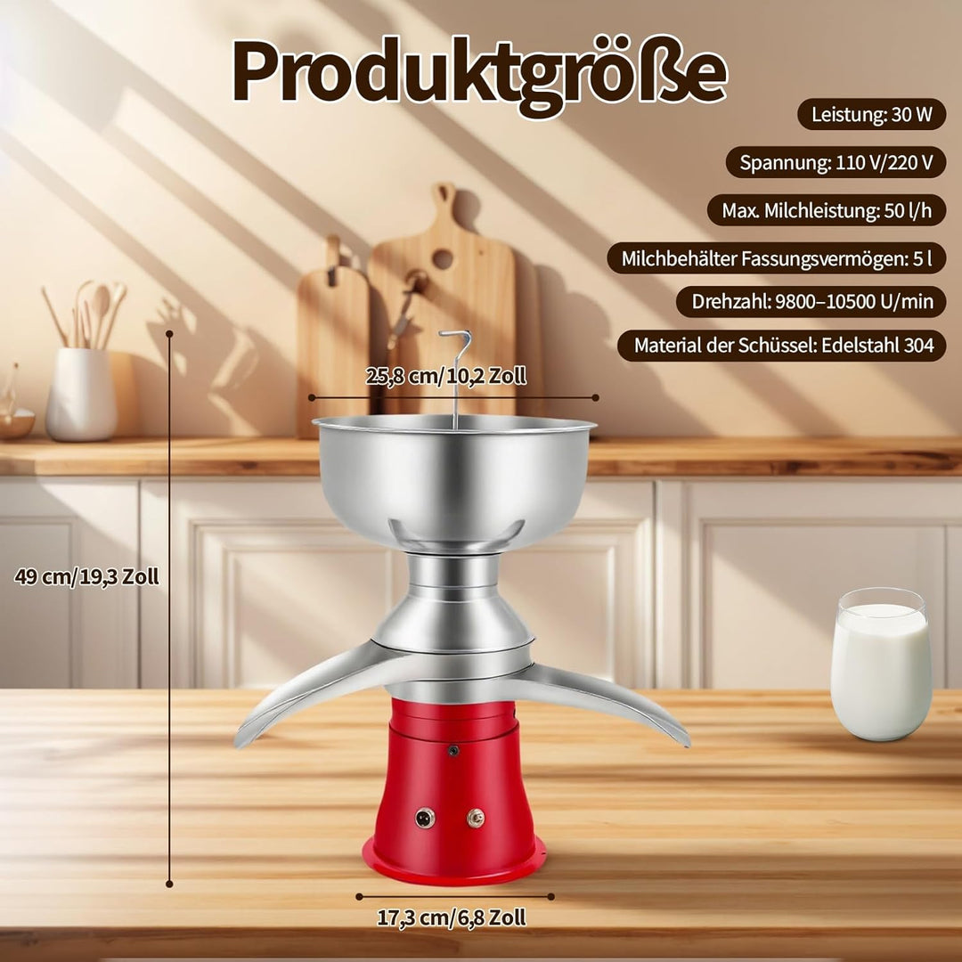Elektrischer Milch-Zentrifugalseparator,50 L/H Milch-Rahm-Trennmaschine,RahmabschäUmmaschine,Einstel