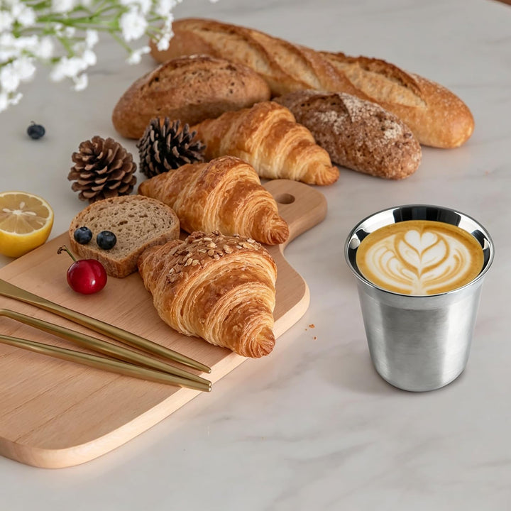 Love-KANKEI Espressotassen Mokkatassen Edelstahl Kaffeetassen 150ml 2Stk. | Doppelwandige Espressobe
