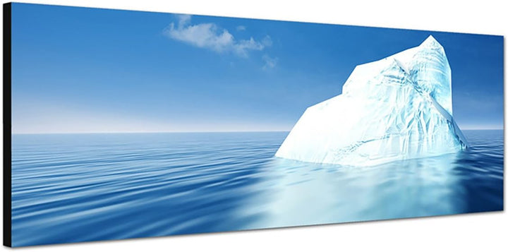 Paul Sinus Art Panoramabild auf Leinwand und Keilrahmen 150x50cm Meer Eisberg Himmel abstrakt