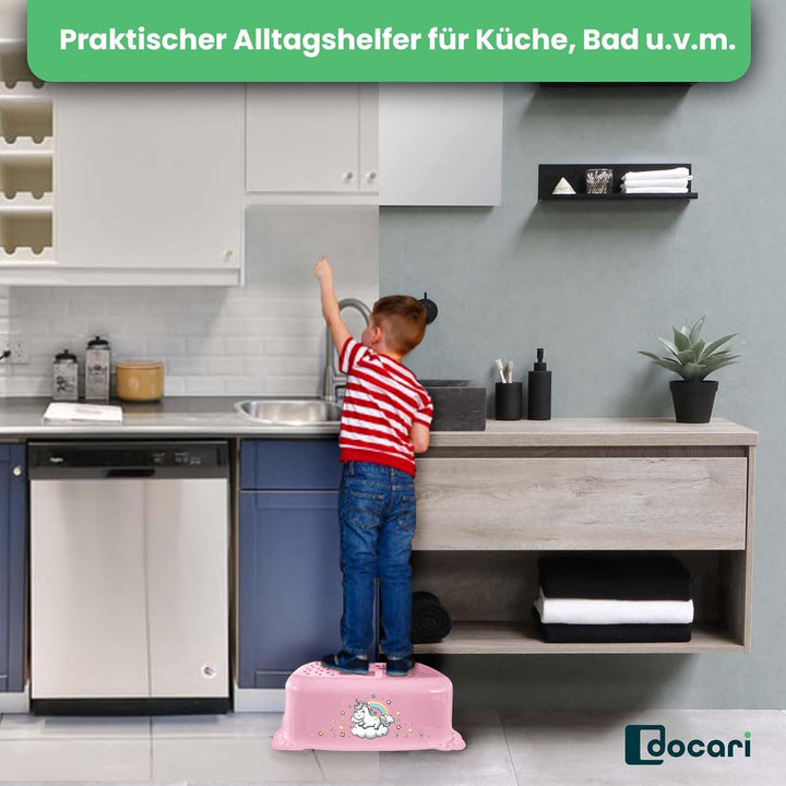 Toilettentrainer mit Treppe als Set Einhorn pink - Toilettensitz Kinder und Tritthocker Kinder - Toi