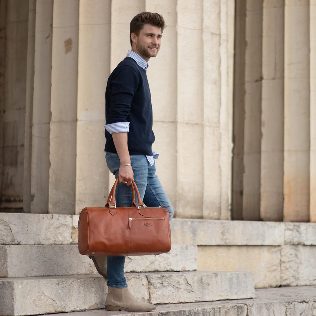 SID &amp; VAIN Weekender Seattle aus Vintage Leder I Sporttasche gross für Herren und Damen I Reisetasch