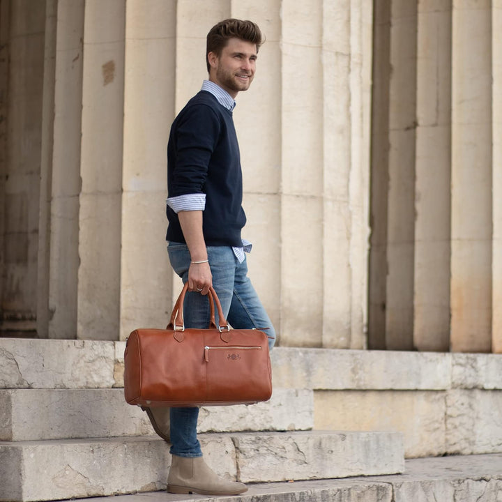 SID &amp; VAIN Weekender Seattle aus Vintage Leder I Sporttasche gross für Herren und Damen I Reisetasch