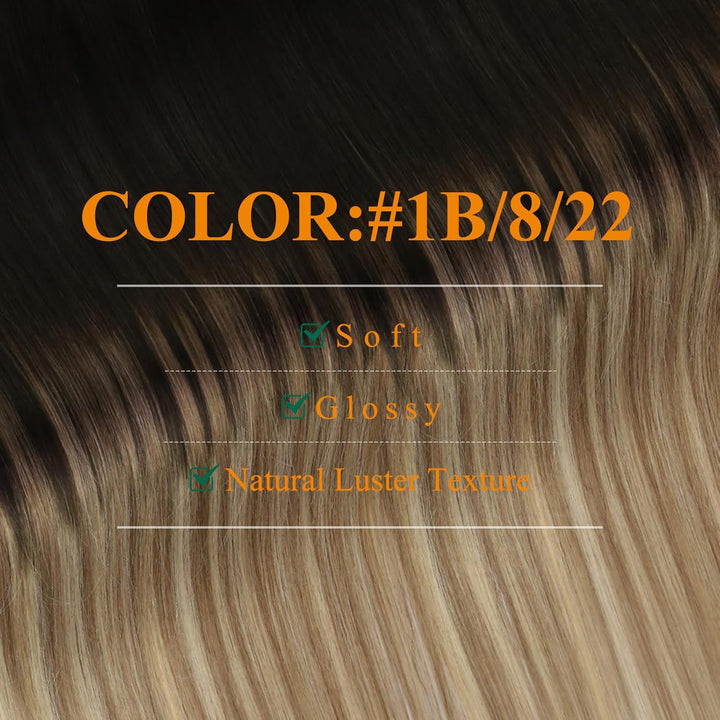 Easyouth Balayage Tape in Extensions Echthaar Schwarz Echthaar Tape in Extensions Schwarz Balayage A
