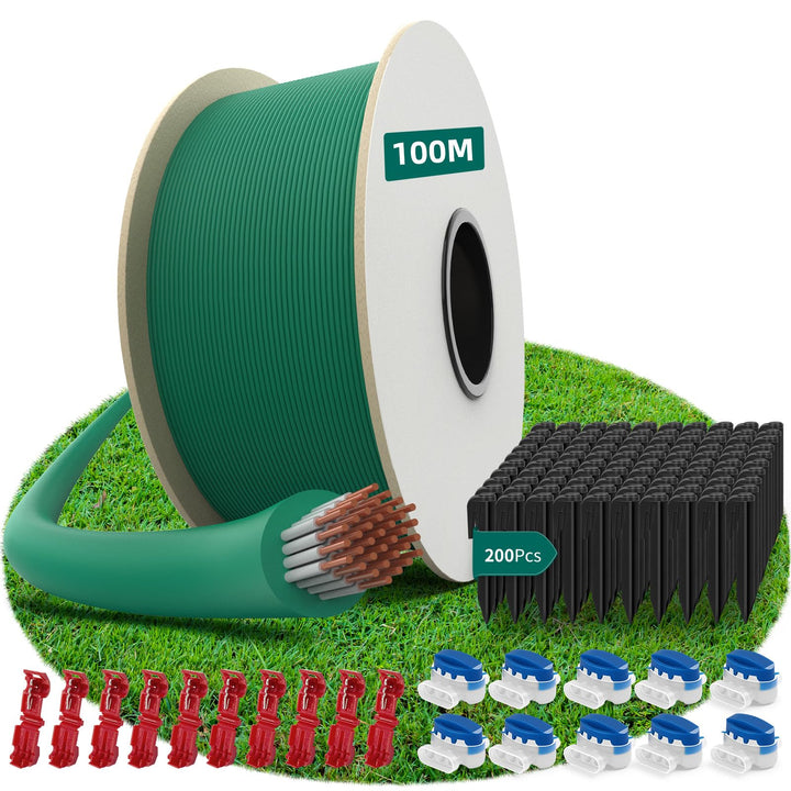100M Universal Begrenzungskabel für Mähroboter + 200 Erdnägel + 10 Mähroboter Kabelverbinder + 10 An
