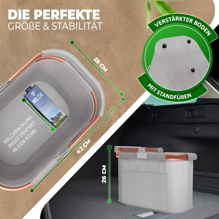 COTTARA 25L Einkaufskorb gross – stabiler Tragekorb mit Henkel, Grau Rose Hellgrau Rose, Hellgrau Ro