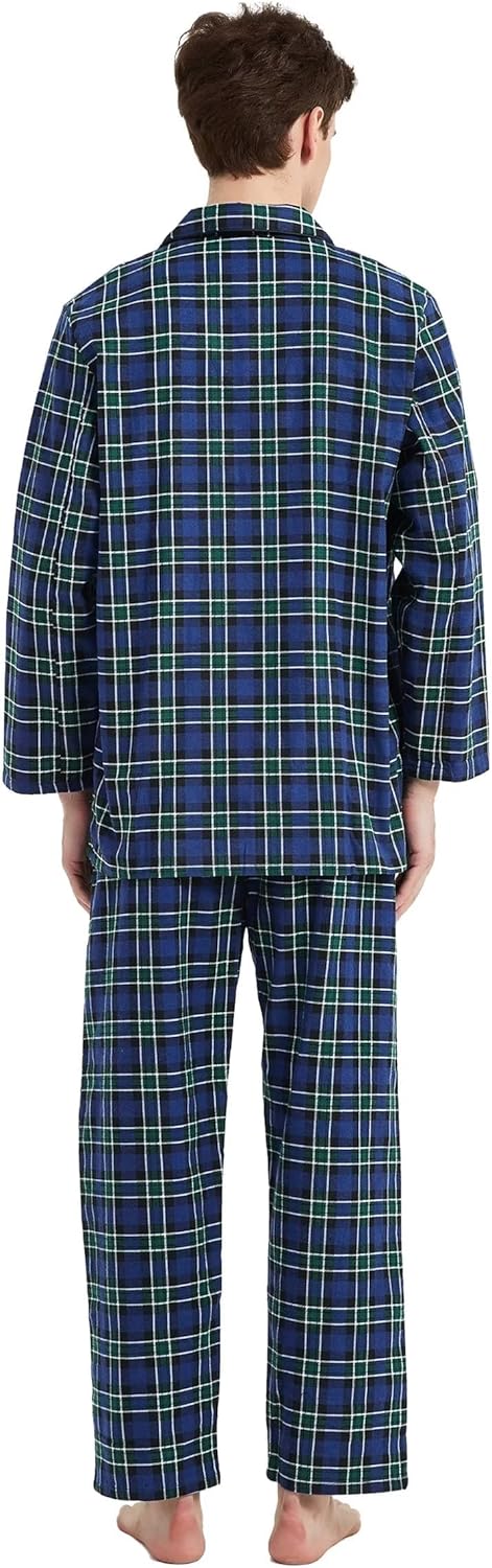 Amaxer 100% Baumwolle Herren Flanell Pyjamas Set Herren Pyjamas Home Fashion Pyjamas Langarm Hosen S