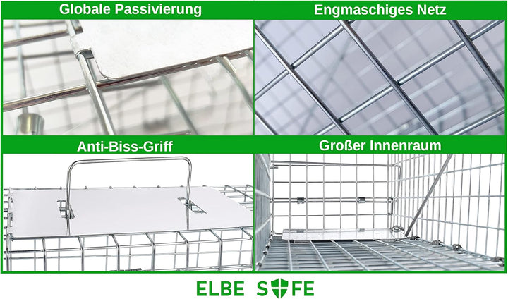 Elbe Safe Lebendfalle, Marderfalle, Katzefalle, Hundefalle, 80 x 29 x 32 cm, wetterfest, leicht zu r
